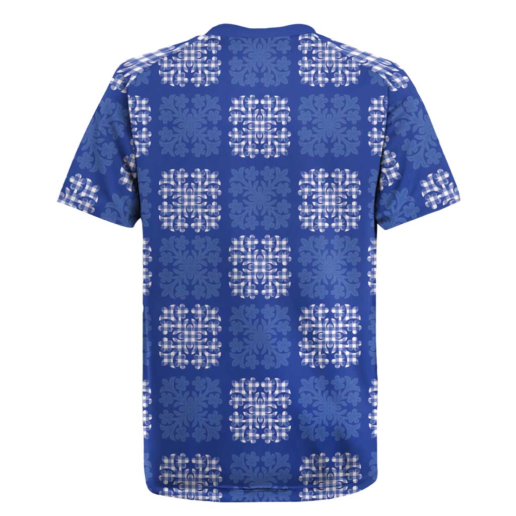 Royal Blue Palaka Quilt Hawaii Rugby Jersey Traditional Hawaii-plaid Pattern - Polynesian Pride