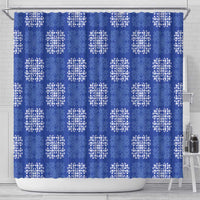 Royal Blue Palaka Quilt Hawaii Shower Curtain Traditional Hawaii-plaid Pattern - Polynesian Pride