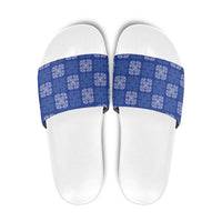 Royal Blue Palaka Quilt Hawaii Slide Sandals Traditional Hawaii-plaid Pattern - Polynesian Pride