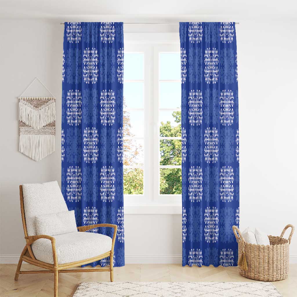 Royal Blue Palaka Quilt Hawaii Window Curtain Traditional Hawaii-plaid Pattern - Polynesian Pride