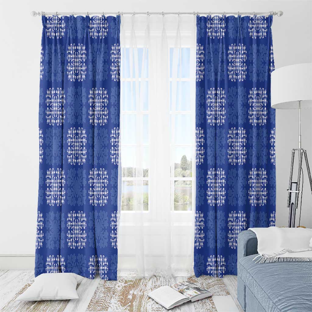 Royal Blue Palaka Quilt Hawaii Window Curtain Traditional Hawaii-plaid Pattern - Polynesian Pride