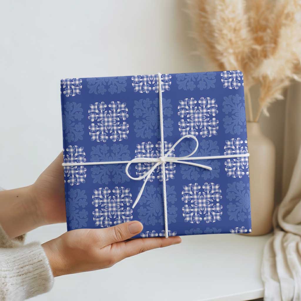 Royal Blue Palaka Quilt Hawaii Wrapping Paper Traditional Hawaii-plaid Pattern - Polynesian Pride