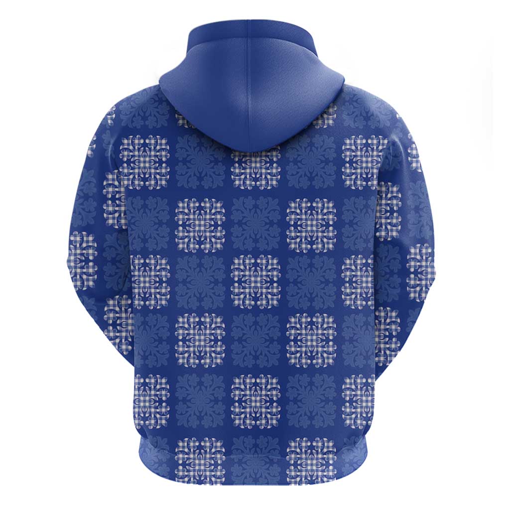 Royal Blue Palaka Quilt Hawaii Zip Hoodie Traditional Hawaii-plaid Pattern - Polynesian Pride