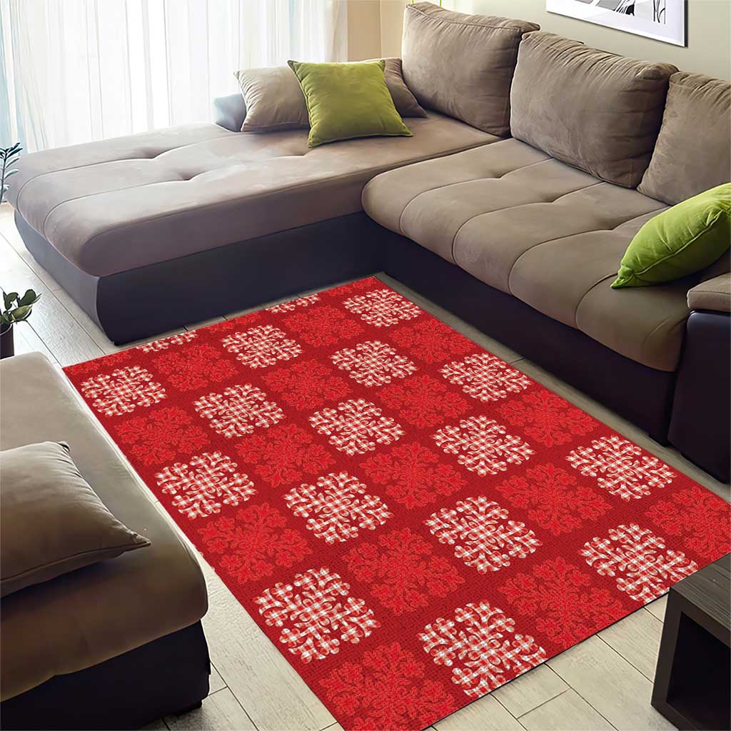 Red Palaka Quilt Hawaii Area Rug Traditional Hawaii-plaid Pattern - Polynesian Pride