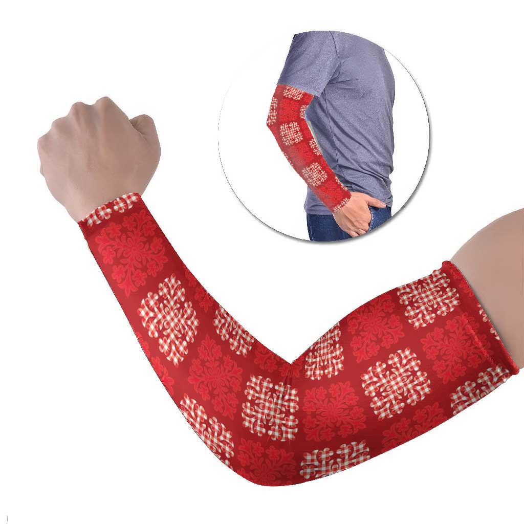 Red Palaka Quilt Hawaii Arm Sleeves Traditional Hawaii-plaid Pattern - Polynesian Pride