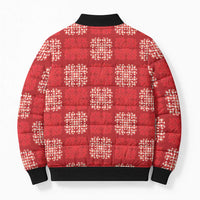 Red Palaka Quilt Hawaii Bomber Puffer Jacket Traditional Hawaii-plaid Pattern - Polynesian Pride