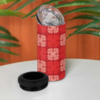 Red Palaka Quilt Hawaii 4 in 1 Can Cooler Tumbler Traditional Hawaii-plaid Pattern - Polynesian Pride
