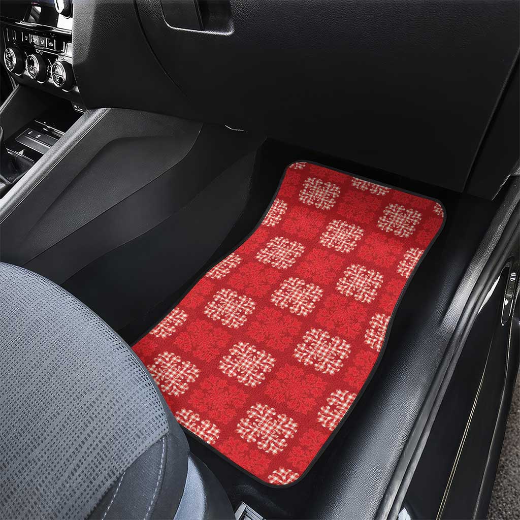 Red Palaka Quilt Hawaii Car Mats Traditional Hawaii-plaid Pattern - Polynesian Pride