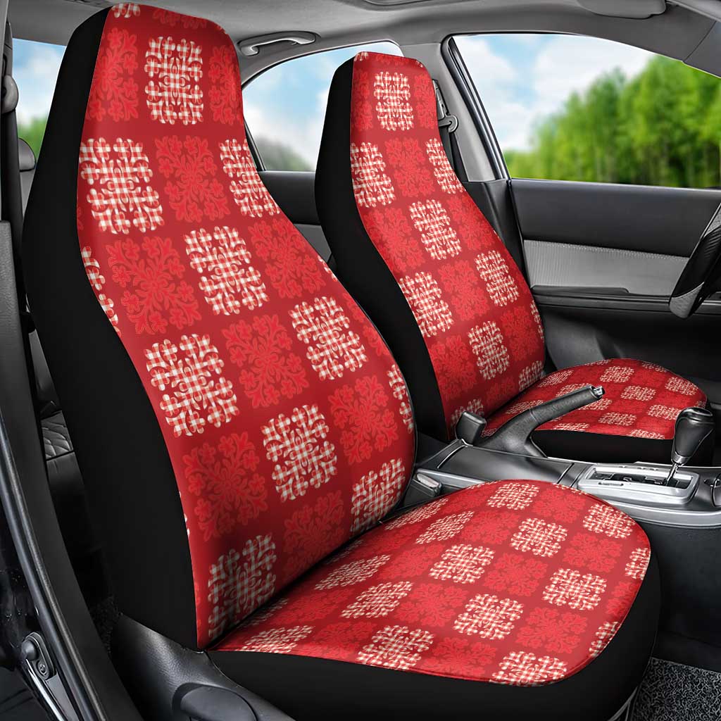 Red Palaka Quilt Hawaii Car Seat Cover Traditional Hawaii-plaid Pattern - Polynesian Pride