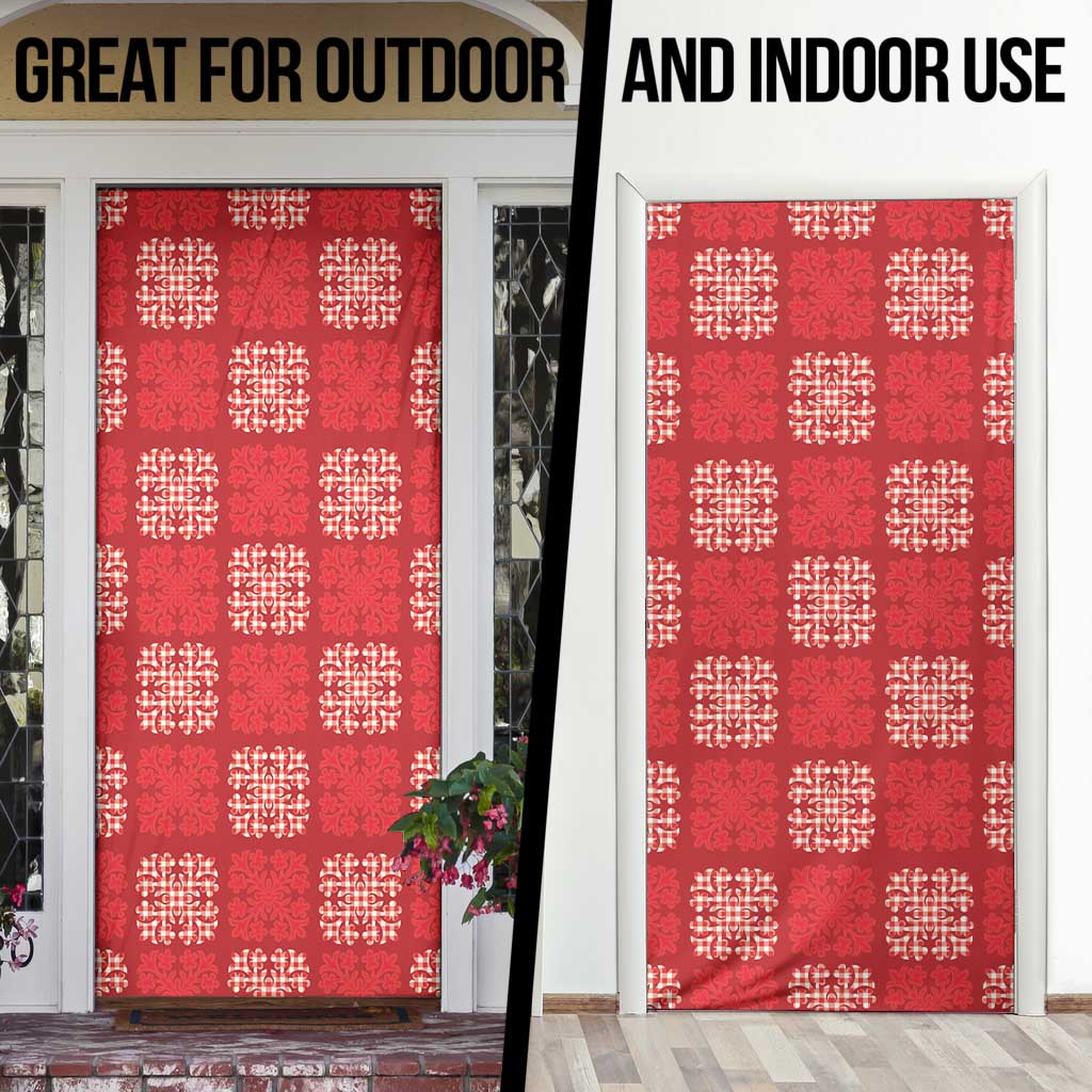 Red Palaka Quilt Hawaii Door Cover Traditional Hawaii-plaid Pattern - Polynesian Pride