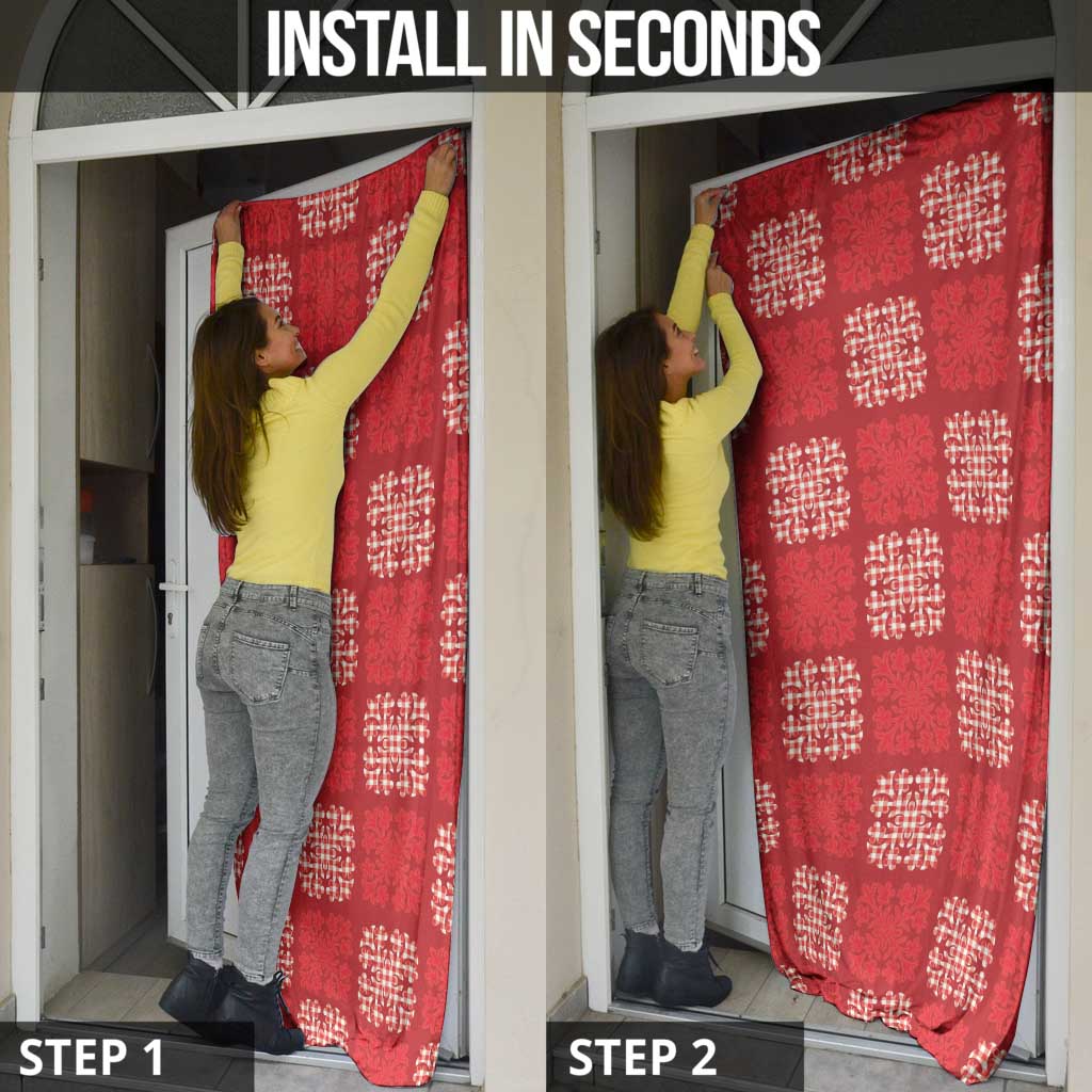 Red Palaka Quilt Hawaii Door Cover Traditional Hawaii-plaid Pattern - Polynesian Pride