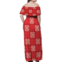Red Palaka Quilt Hawaii Family Matching Off Shoulder Maxi Dress and Hawaiian Shirt Traditional Hawaii-plaid Pattern - Polynesian Pride