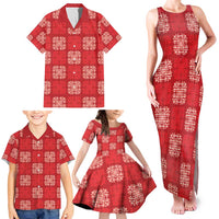 Red Palaka Quilt Hawaii Family Matching Tank Maxi Dress and Hawaiian Shirt Traditional Hawaii-plaid Pattern - Polynesian Pride