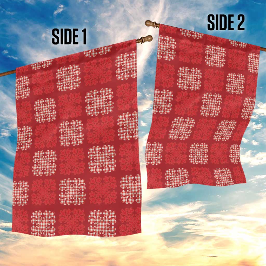 Red Palaka Quilt Hawaii Garden Flag Traditional Hawaii-plaid Pattern - Polynesian Pride