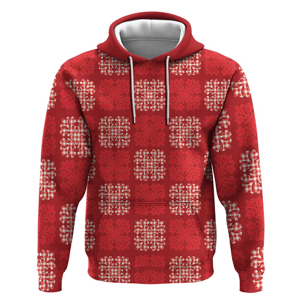 Red Palaka Quilt Hawaii Hoodie Traditional Hawaii-plaid Pattern - Polynesian Pride