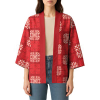 Red Palaka Quilt Hawaii Kimono Traditional Hawaii-plaid Pattern - Polynesian Pride