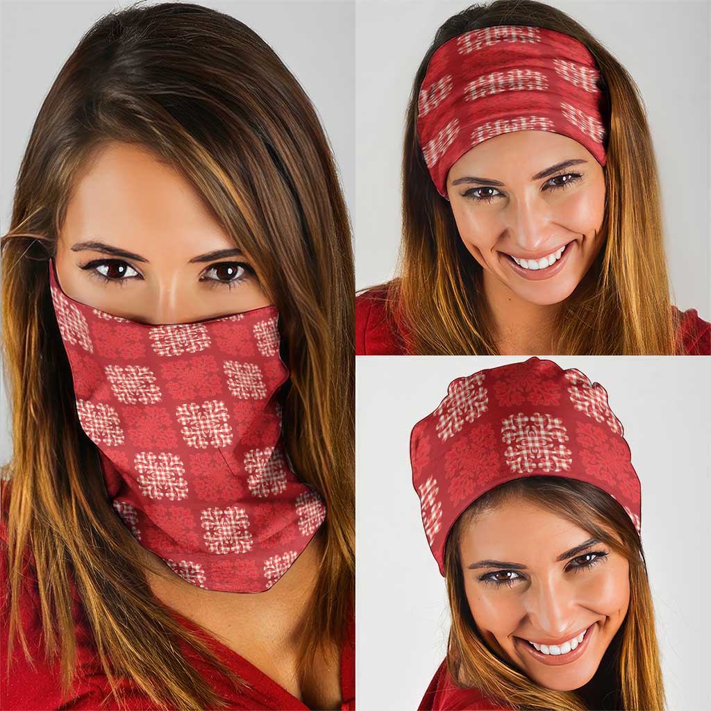 Red Palaka Quilt Hawaii Neck Gaiter Traditional Hawaii-plaid Pattern LT14 - Polynesian Pride