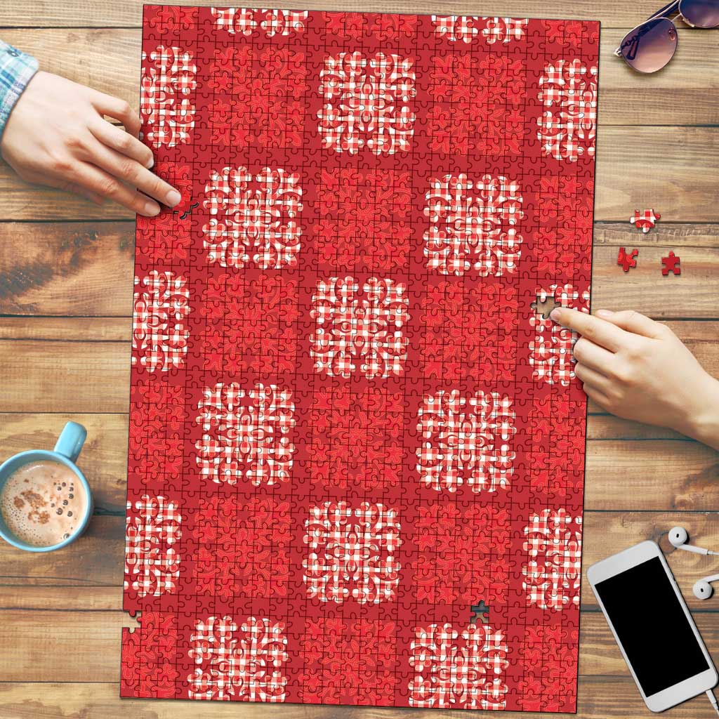 Red Palaka Quilt Hawaii Puzzle Traditional Hawaii-plaid Pattern - Polynesian Pride