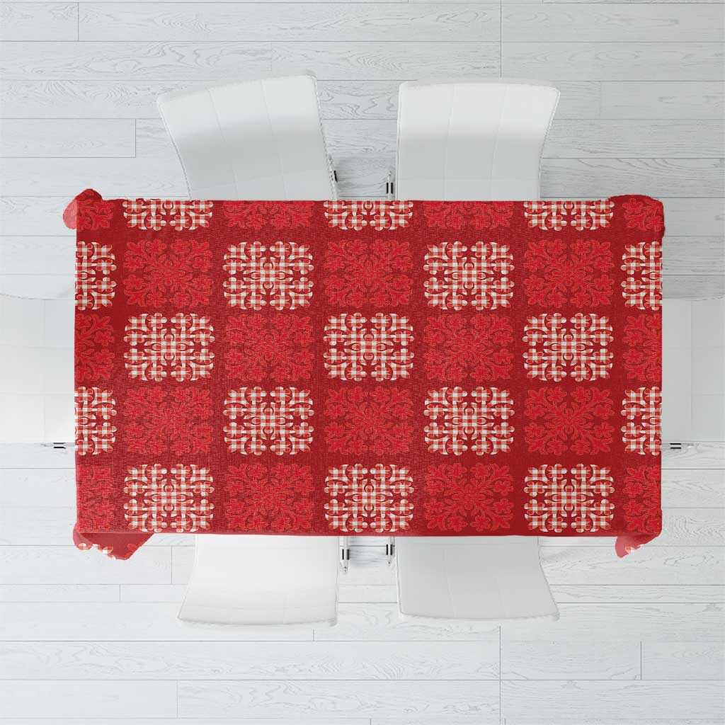 Red Palaka Quilt Hawaii Tablecloth Traditional Hawaii-plaid Pattern - Polynesian Pride