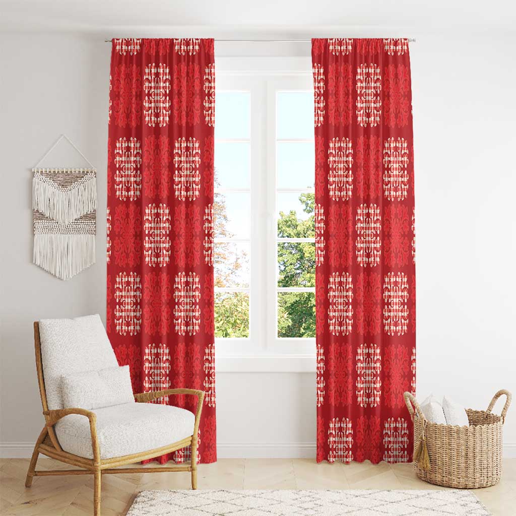 Red Palaka Quilt Hawaii Window Curtain Traditional Hawaii-plaid Pattern - Polynesian Pride