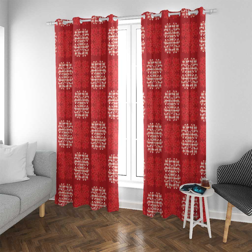 Red Palaka Quilt Hawaii Window Curtain Traditional Hawaii-plaid Pattern - Polynesian Pride