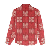 Red Palaka Quilt Hawaii Women Casual Shirt Traditional Hawaii-plaid Pattern - Polynesian Pride