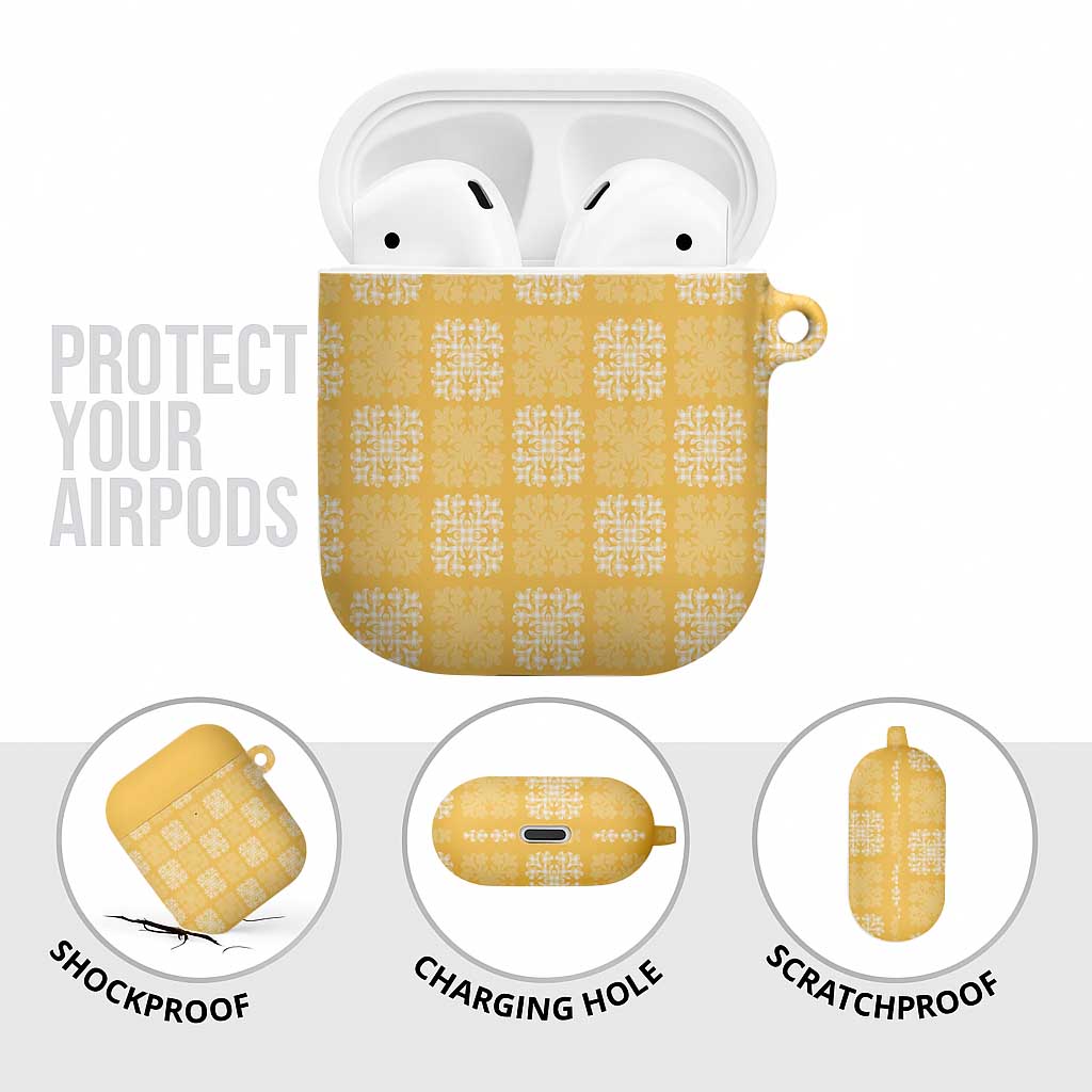 Yellow Palaka Quilt Hawaii AirPods Case Traditional Hawaii-plaid Pattern - Polynesian Pride
