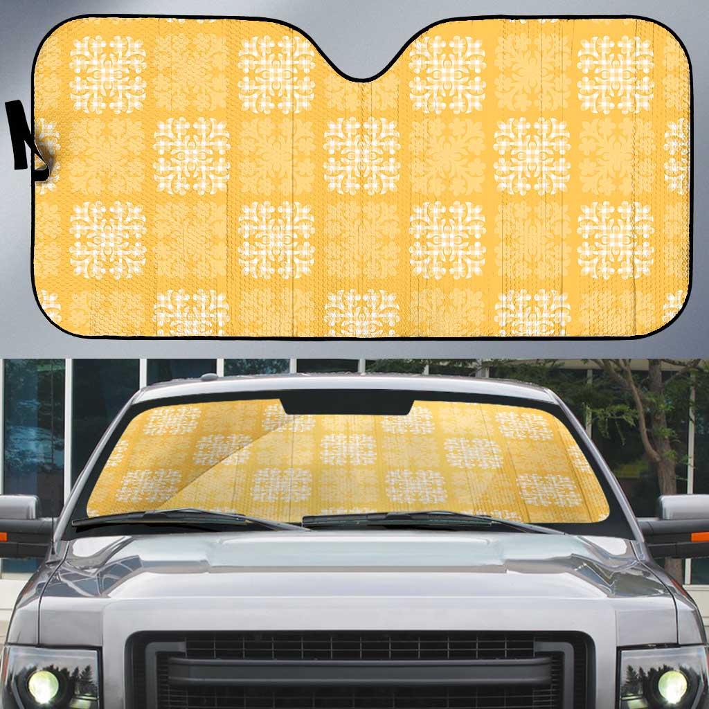 Yellow Palaka Quilt Hawaii Auto Sun Shade Traditional Hawaii-plaid Pattern - Polynesian Pride