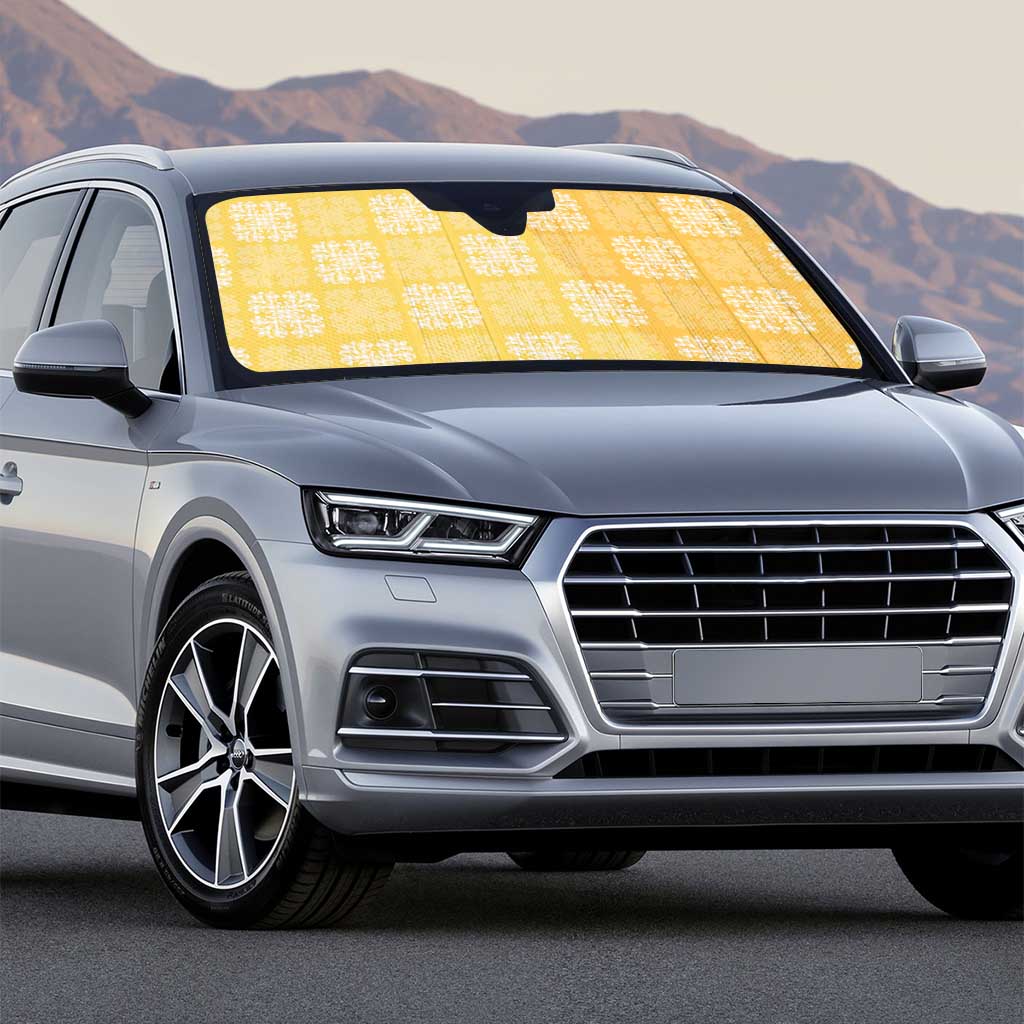 Yellow Palaka Quilt Hawaii Auto Sun Shade Traditional Hawaii-plaid Pattern - Polynesian Pride