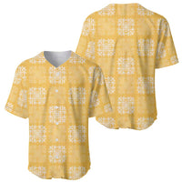 Yellow Palaka Quilt Hawaii Baseball Jersey Traditional Hawaii-plaid Pattern - Polynesian Pride