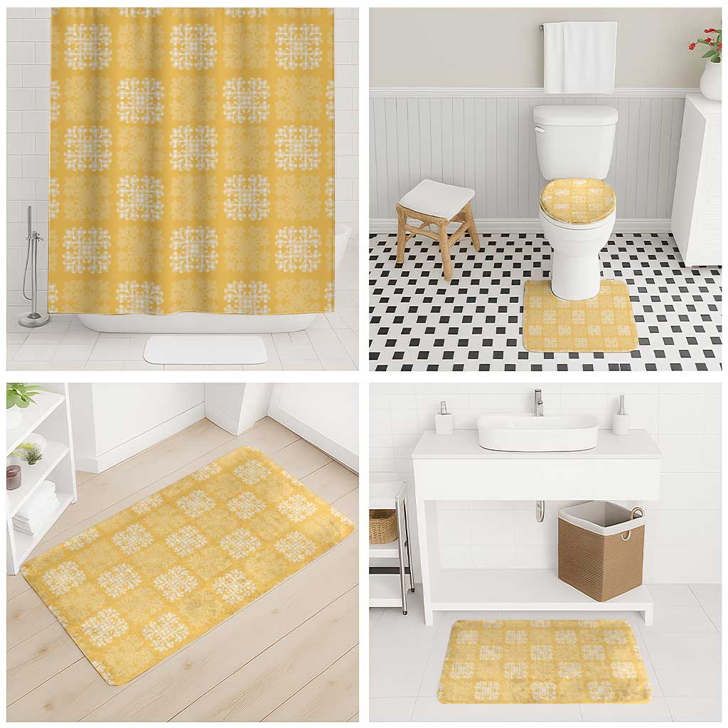 Yellow Palaka Quilt Hawaii Bathroom Set Traditional Hawaii-plaid Pattern - Polynesian Pride