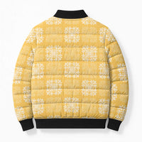Yellow Palaka Quilt Hawaii Bomber Puffer Jacket Traditional Hawaii-plaid Pattern - Polynesian Pride