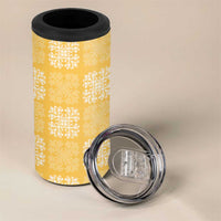 Yellow Palaka Quilt Hawaii 4 in 1 Can Cooler Tumbler Traditional Hawaii-plaid Pattern - Polynesian Pride