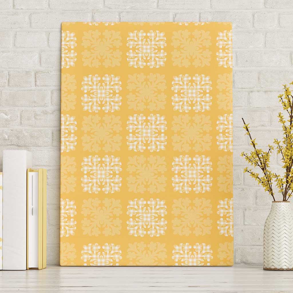 Yellow Palaka Quilt Hawaii Canvas Wall Art Traditional Hawaii-plaid Pattern - Polynesian Pride