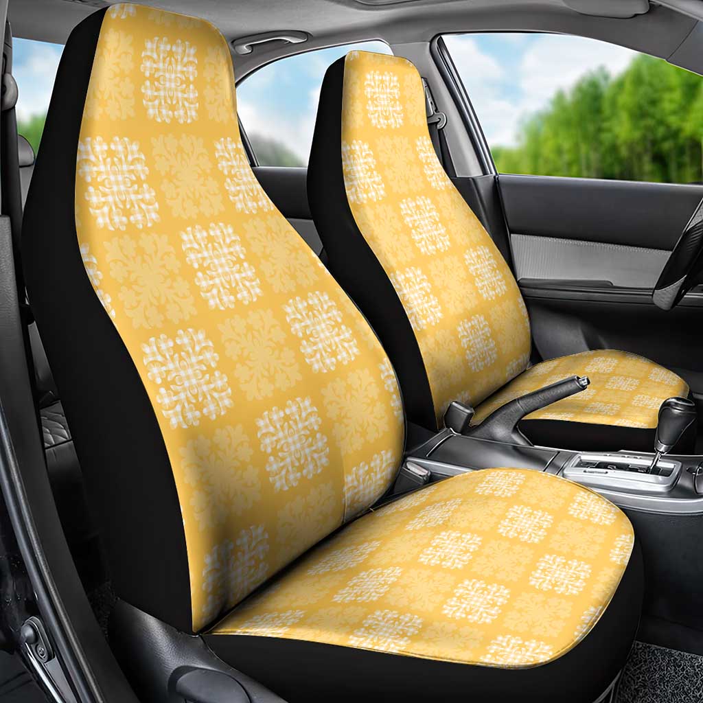 Yellow Palaka Quilt Hawaii Car Seat Cover Traditional Hawaii-plaid Pattern - Polynesian Pride