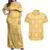 Yellow Palaka Quilt Hawaii Couples Matching Off Shoulder Maxi Dress and Hawaiian Shirt Traditional Hawaii-plaid Pattern - Polynesian Pride
