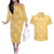 Yellow Palaka Quilt Hawaii Couples Matching Off The Shoulder Long Sleeve Dress and Hawaiian Shirt Traditional Hawaii-plaid Pattern - Polynesian Pride
