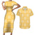 Yellow Palaka Quilt Hawaii Couples Matching Short Sleeve Bodycon Dress and Hawaiian Shirt Traditional Hawaii-plaid Pattern - Polynesian Pride