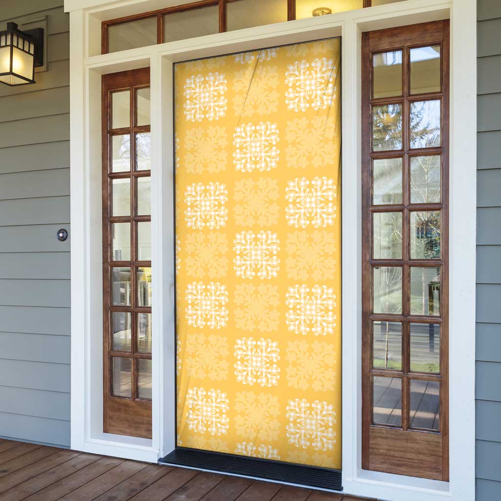 Yellow Palaka Quilt Hawaii Door Cover Traditional Hawaii-plaid Pattern - Polynesian Pride