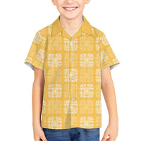 Yellow Palaka Quilt Hawaii Family Matching Tank Maxi Dress and Hawaiian Shirt Traditional Hawaii-plaid Pattern - Polynesian Pride