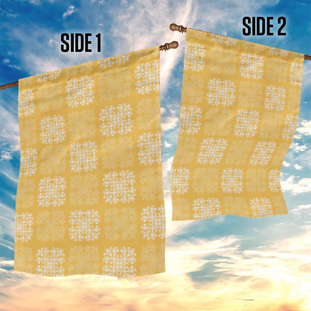 Yellow Palaka Quilt Hawaii Garden Flag Traditional Hawaii-plaid Pattern - Polynesian Pride