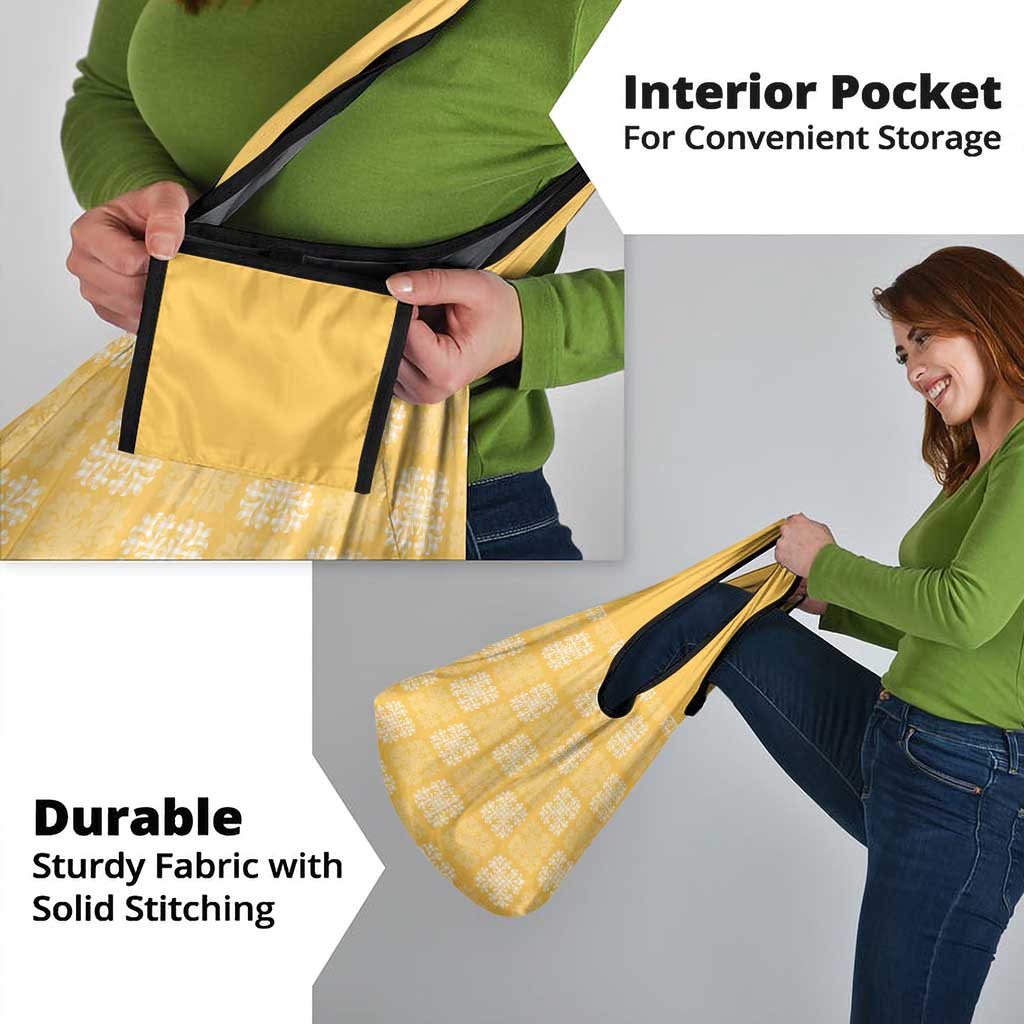 Yellow Palaka Quilt Hawaii Grocery Bag Traditional Hawaii-plaid Pattern - Polynesian Pride