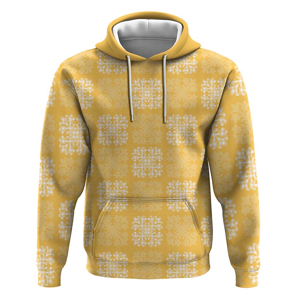 Yellow Palaka Quilt Hawaii Hoodie Traditional Hawaii-plaid Pattern - Polynesian Pride