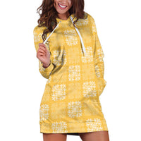 Yellow Palaka Quilt Hawaii Hoodie Dress Traditional Hawaii-plaid Pattern - Polynesian Pride