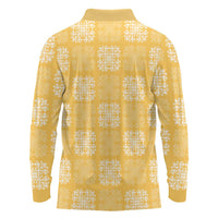 Yellow Palaka Quilt Hawaii Long Sleeve Polo Shirt Traditional Hawaii-plaid Pattern - Polynesian Pride