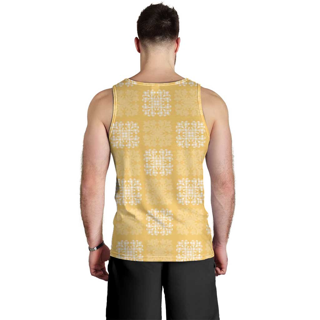 Yellow Palaka Quilt Hawaii Men Tank Top Traditional Hawaii-plaid Pattern - Polynesian Pride