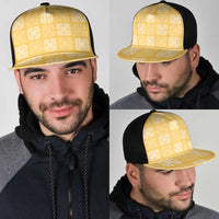 Yellow Palaka Quilt Hawaii Mesh Trucker Cap Traditional Hawaii-plaid Pattern - Polynesian Pride