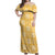 Yellow Palaka Quilt Hawaii Off Shoulder Maxi Dress Traditional Hawaii-plaid Pattern - Polynesian Pride