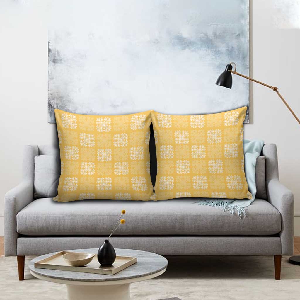 Yellow Palaka Quilt Hawaii Pillow Cover Traditional Hawaii-plaid Pattern - Polynesian Pride