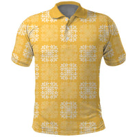Yellow Palaka Quilt Hawaii Polo Shirt Traditional Hawaii-plaid Pattern - Polynesian Pride